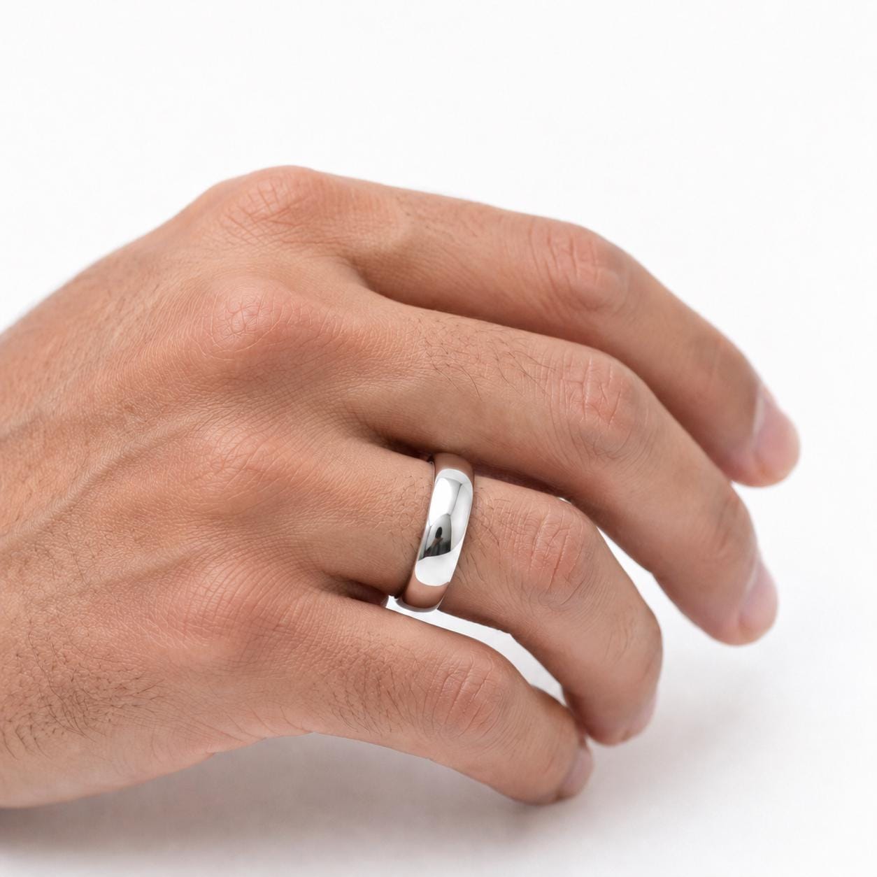 PT950 platinum court wedding band 5mm angled view