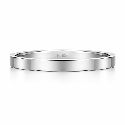 PT950 platinum flat court wedding band in 1.5mm 2mm or 2.5mm front view