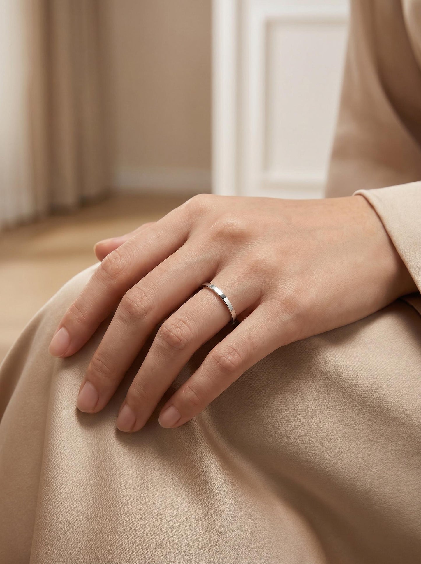 PT950 platinum flat court wedding band in 1.5mm 2mm or 2.5mm side profile