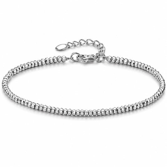 Solid PT950 platinum faceted bead bracelet on white