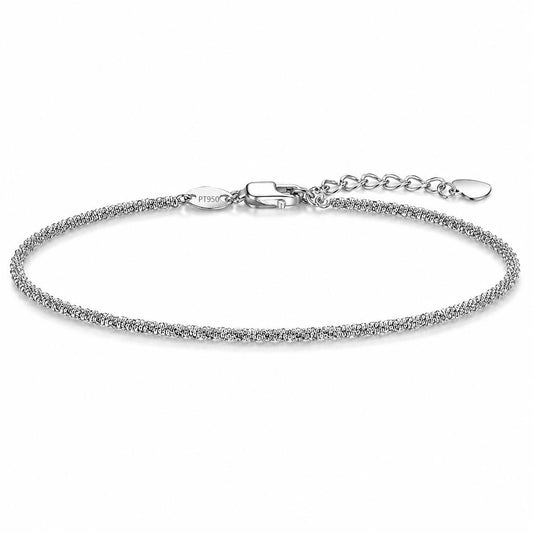 Solid PT950 platinum faceted chain bracelet 1.5mm on white