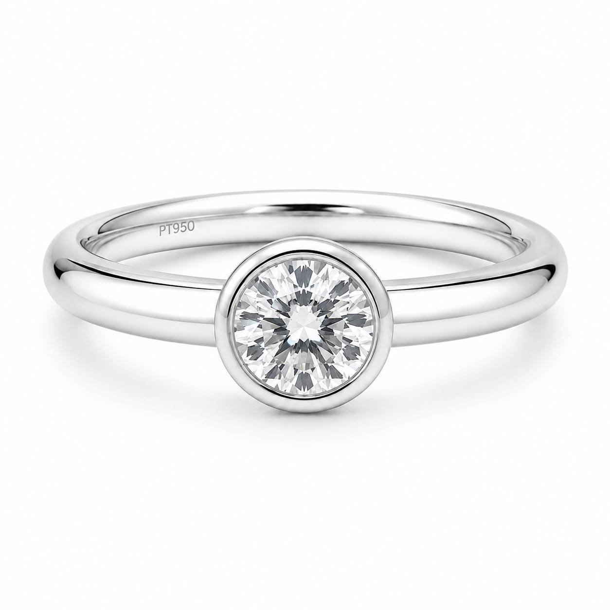 PT950 platinum bezel lab diamond ring 0.50ct front view