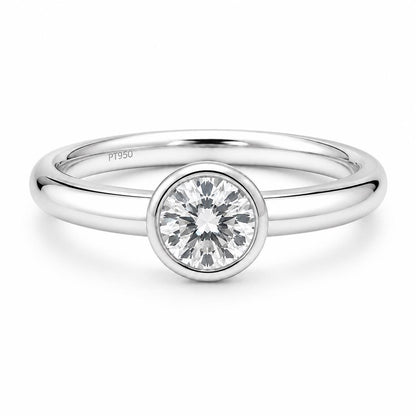 PT950 platinum bezel lab diamond ring 0.50ct front view