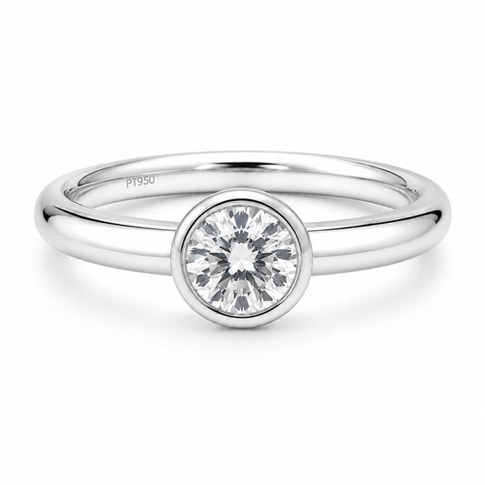 PT950 platinum bezel lab diamond ring 0.50ct front view