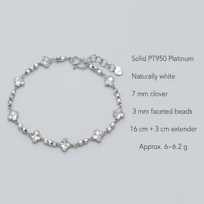 PT950 clover bracelet size and weight guide