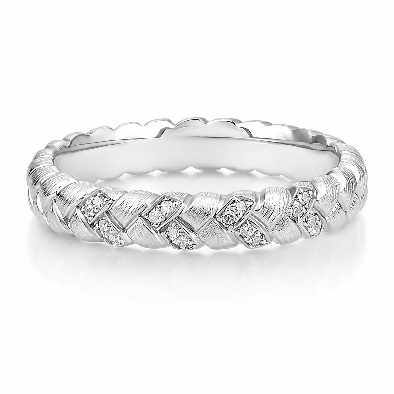 PT950 platinum natural diamond textured band 0.65ct front view