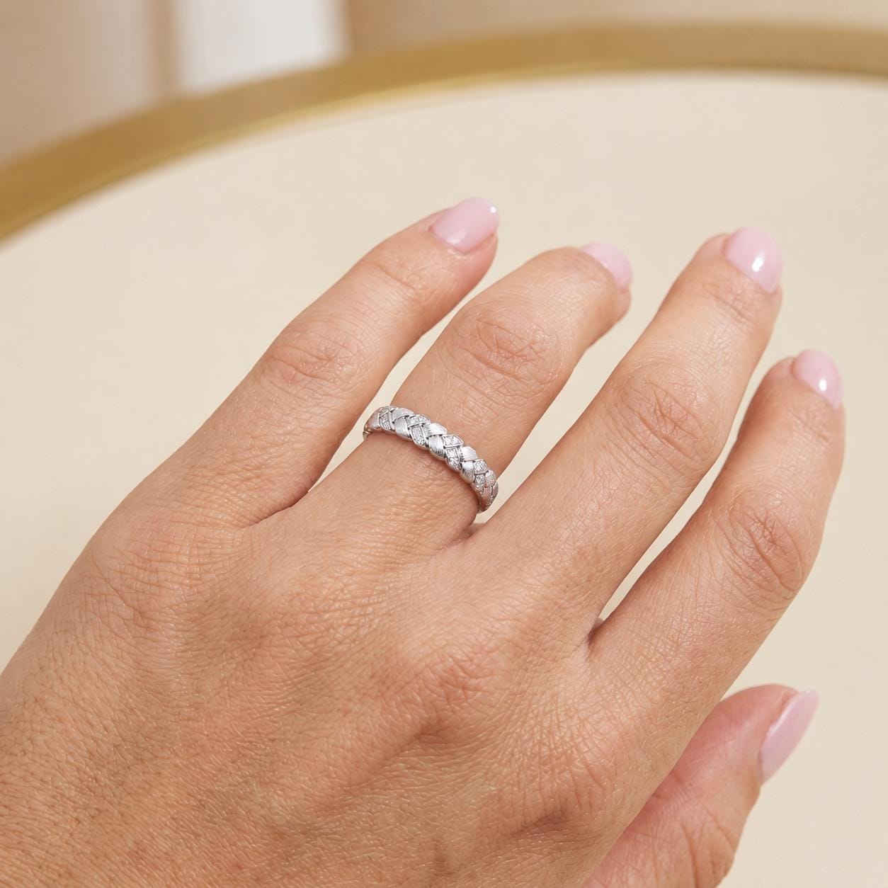PT950 platinum natural diamond textured band 0.65ct angled view