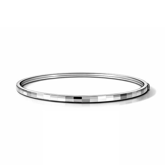 PT950 platinum textured oval hinged bangle 3mm on white