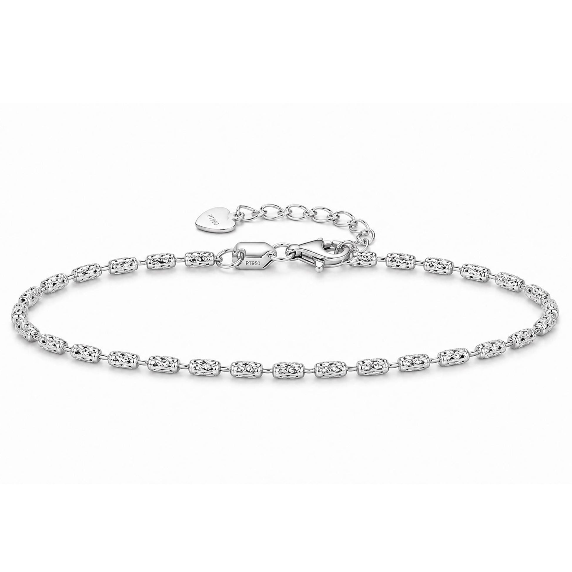 Solid PT950 platinum ripple-link bracelet 1.4mm on white