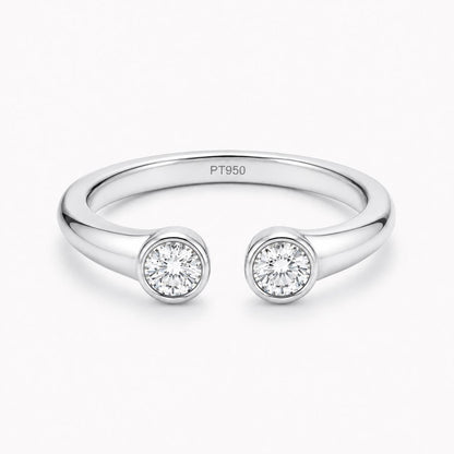 PT950 platinum two-stone lab diamond open ring 0.50ct front view