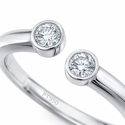PT950 platinum two-stone lab diamond open ring 0.50ct on-hand view