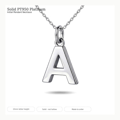 Letter A platinum initial pendant showing 15mm height
