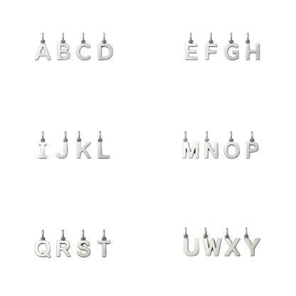 Selection of made-to-order PT950 platinum initial pendant letters