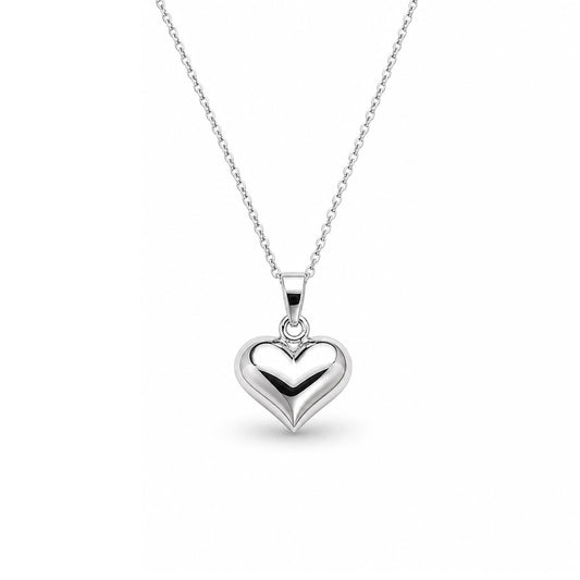 Solid PT950 platinum heart pendant necklace isolated on white