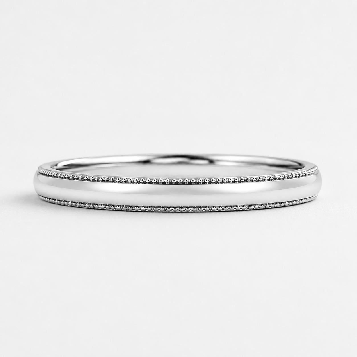 PT950 platinum milgrain wedding band 3mm setting and finish detail