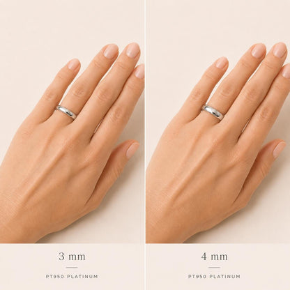 PT950 platinum court wedding band in 3mm or 4mm worn view