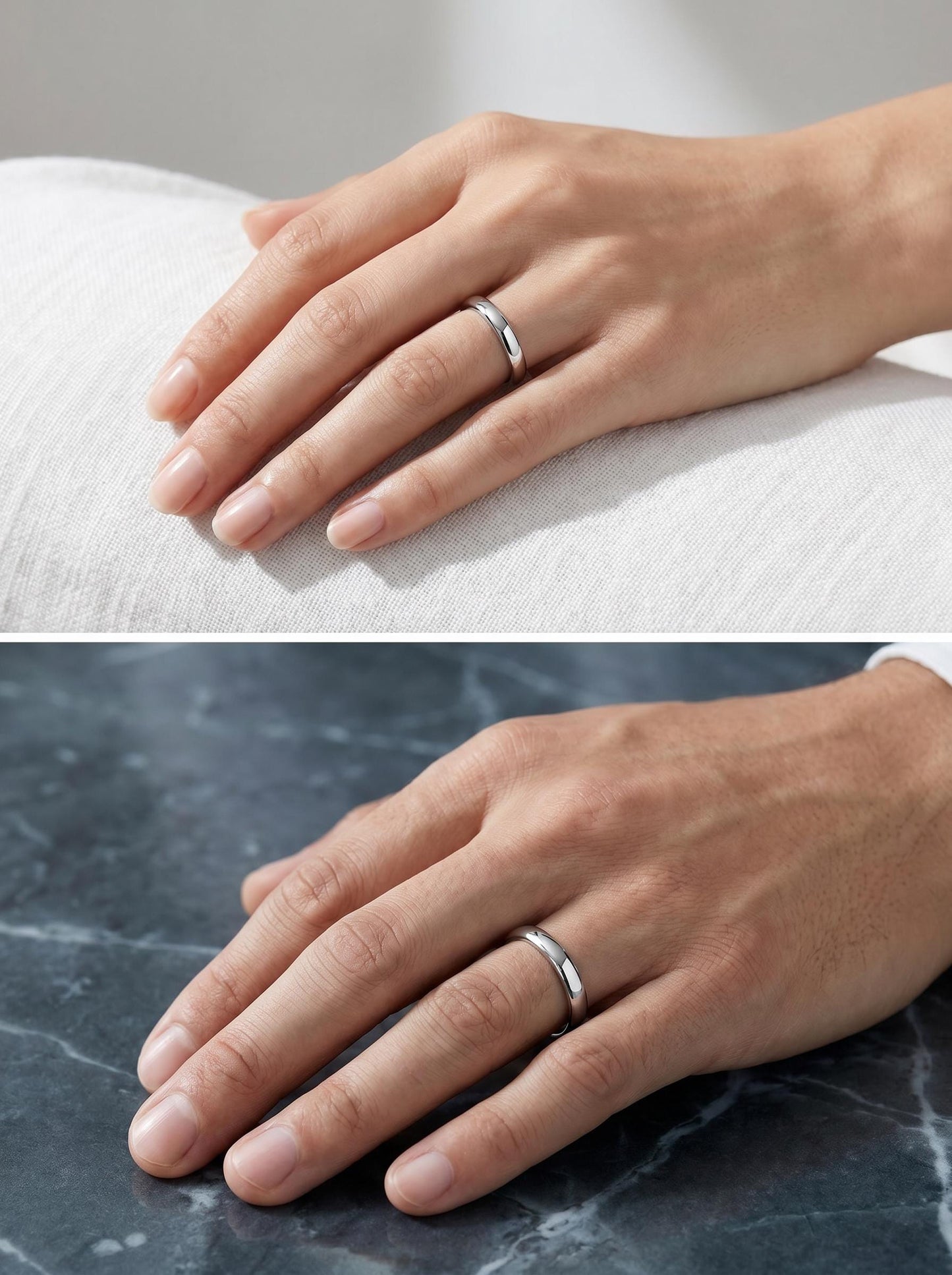 PT950 platinum court wedding band in 3mm or 4mm side profile