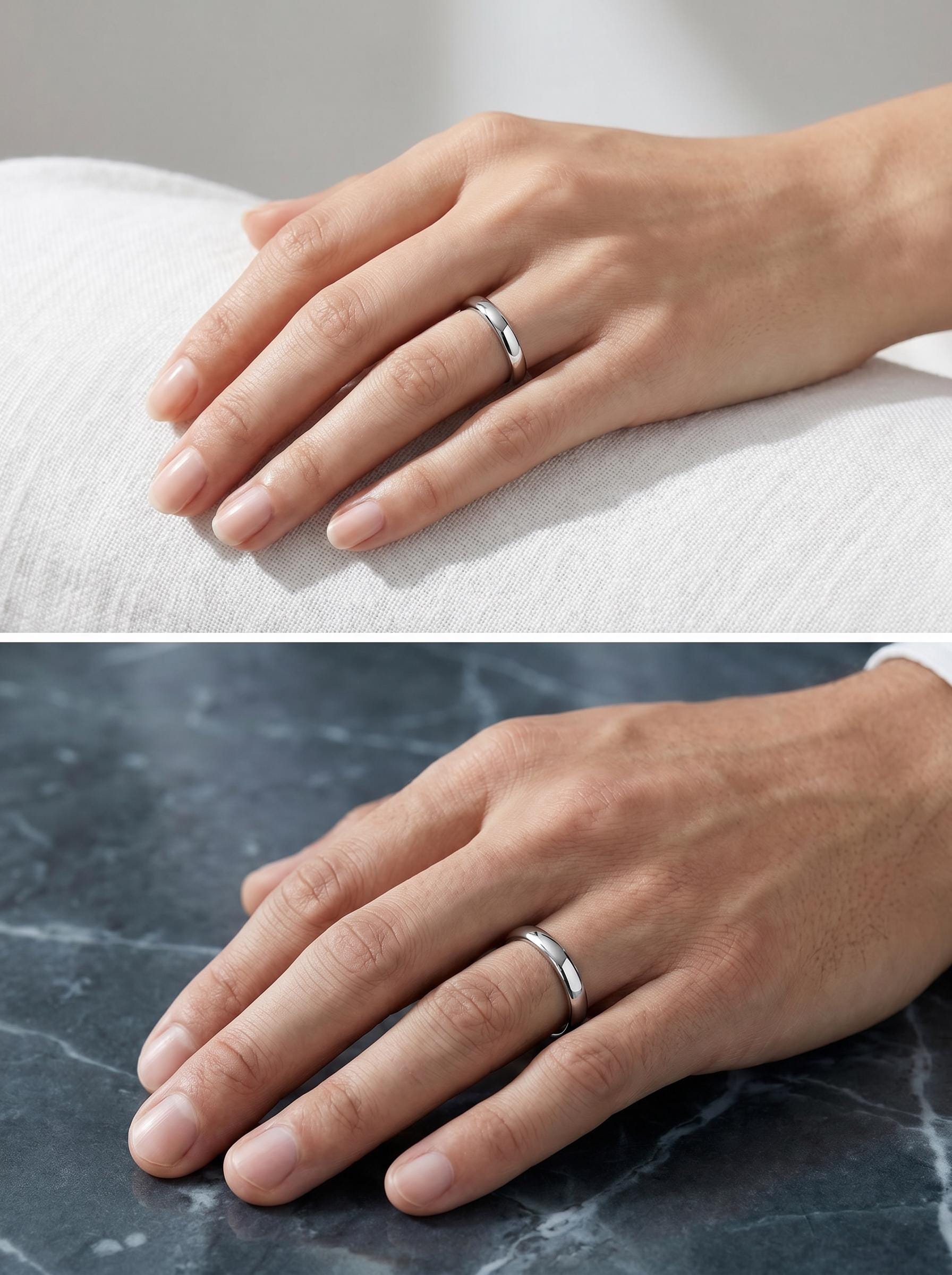 PT950 platinum court wedding band in 3mm or 4mm side profile