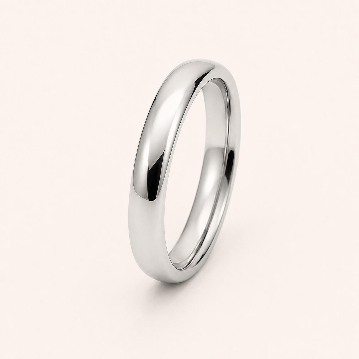 PT950 platinum court wedding band in 3mm or 4mm scale and proportion view