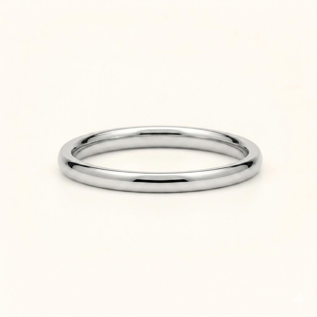 PT950 platinum thin wedding band in 1.5mm 2mm or 2.5mm scale and proportion view