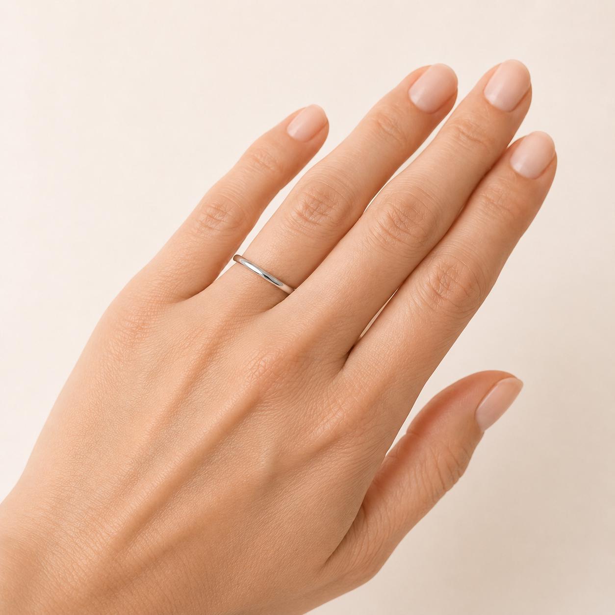 PT950 platinum thin wedding band in 1.5mm 2mm or 2.5mm angled view
