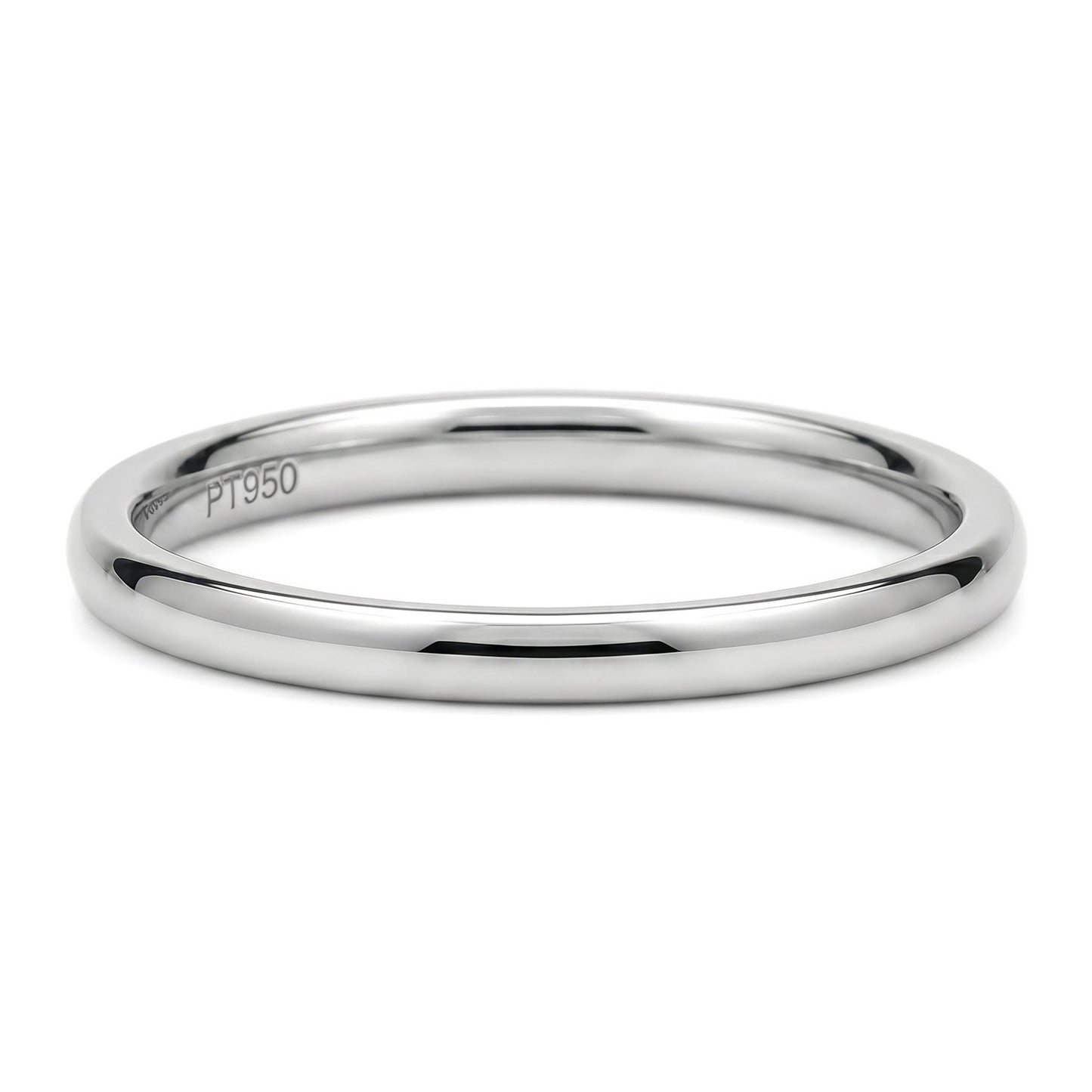 PT950 platinum thin wedding band in 1.5mm 2mm or 2.5mm front view