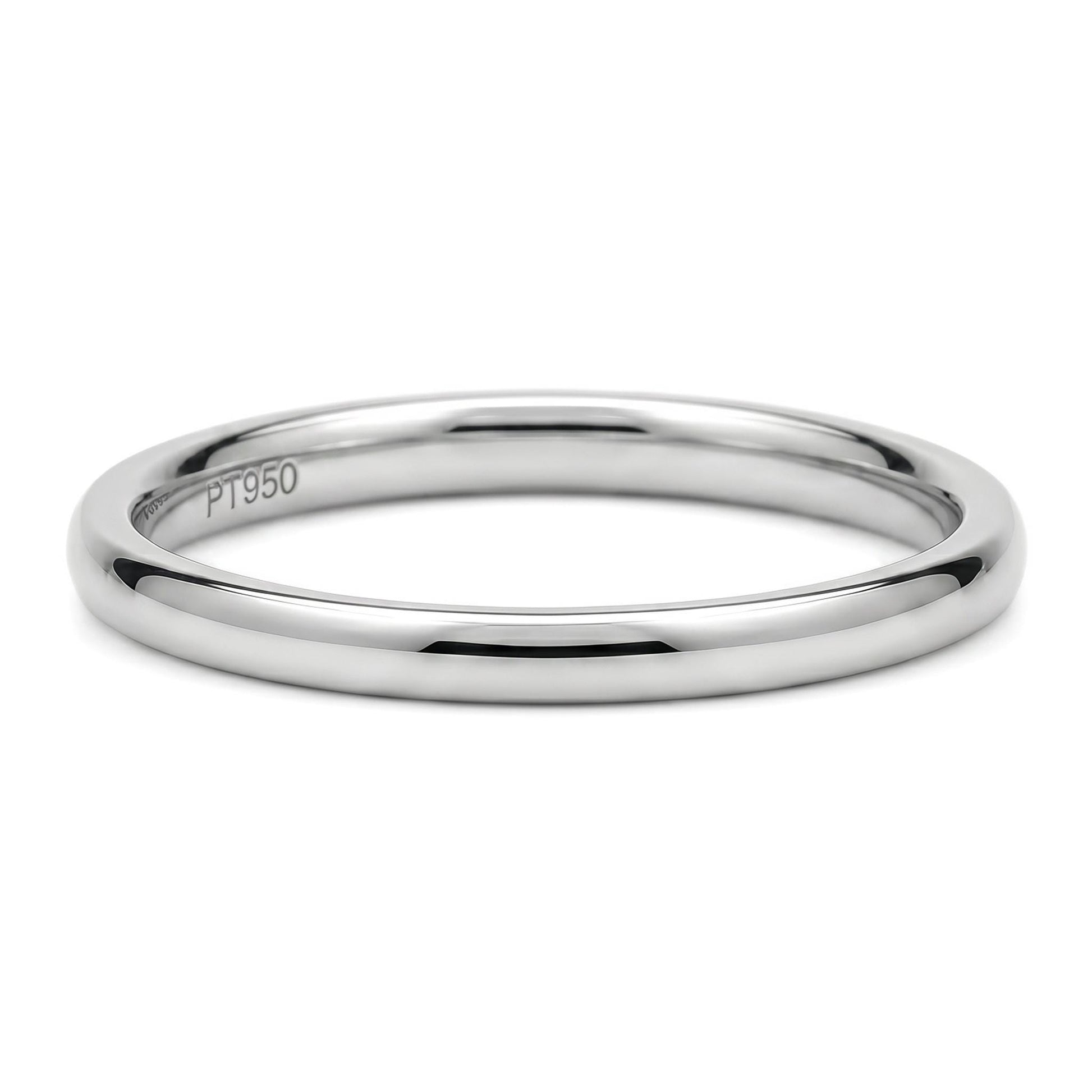 PT950 platinum thin wedding band in 1.5mm 2mm or 2.5mm front view