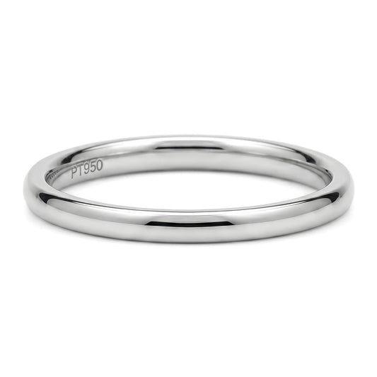 PT950 platinum thin wedding band in 1.5mm 2mm or 2.5mm front view