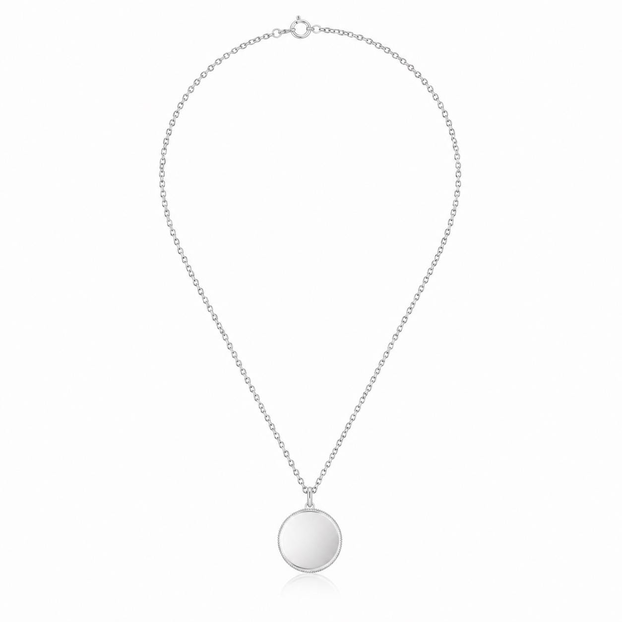 Full PT950 platinum disc pendant necklace isolated on white