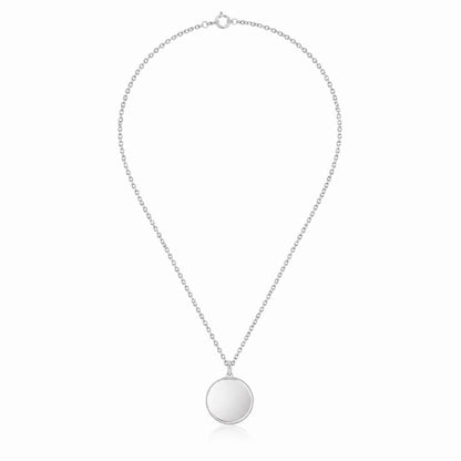 Full PT950 platinum disc pendant necklace isolated on white