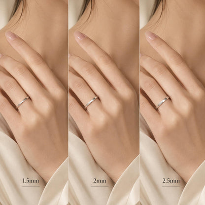 PT950 platinum flat court wedding band in 1.5mm 2mm or 2.5mm scale and proportion view