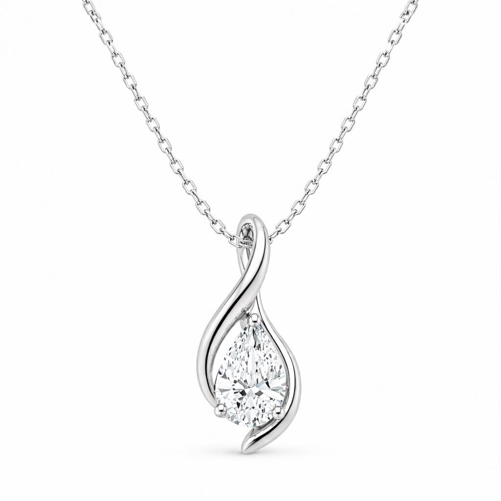 Pear lab-grown diamond twist necklace in solid PT950 platinum