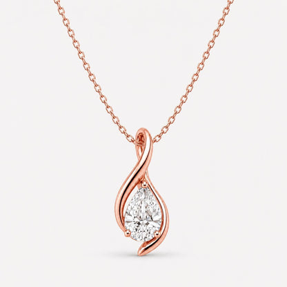 Pear lab-grown diamond twist necklace in solid 18K rose gold