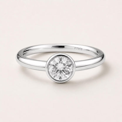PT950 platinum bezel lab diamond ring 0.50ct scale and proportion view