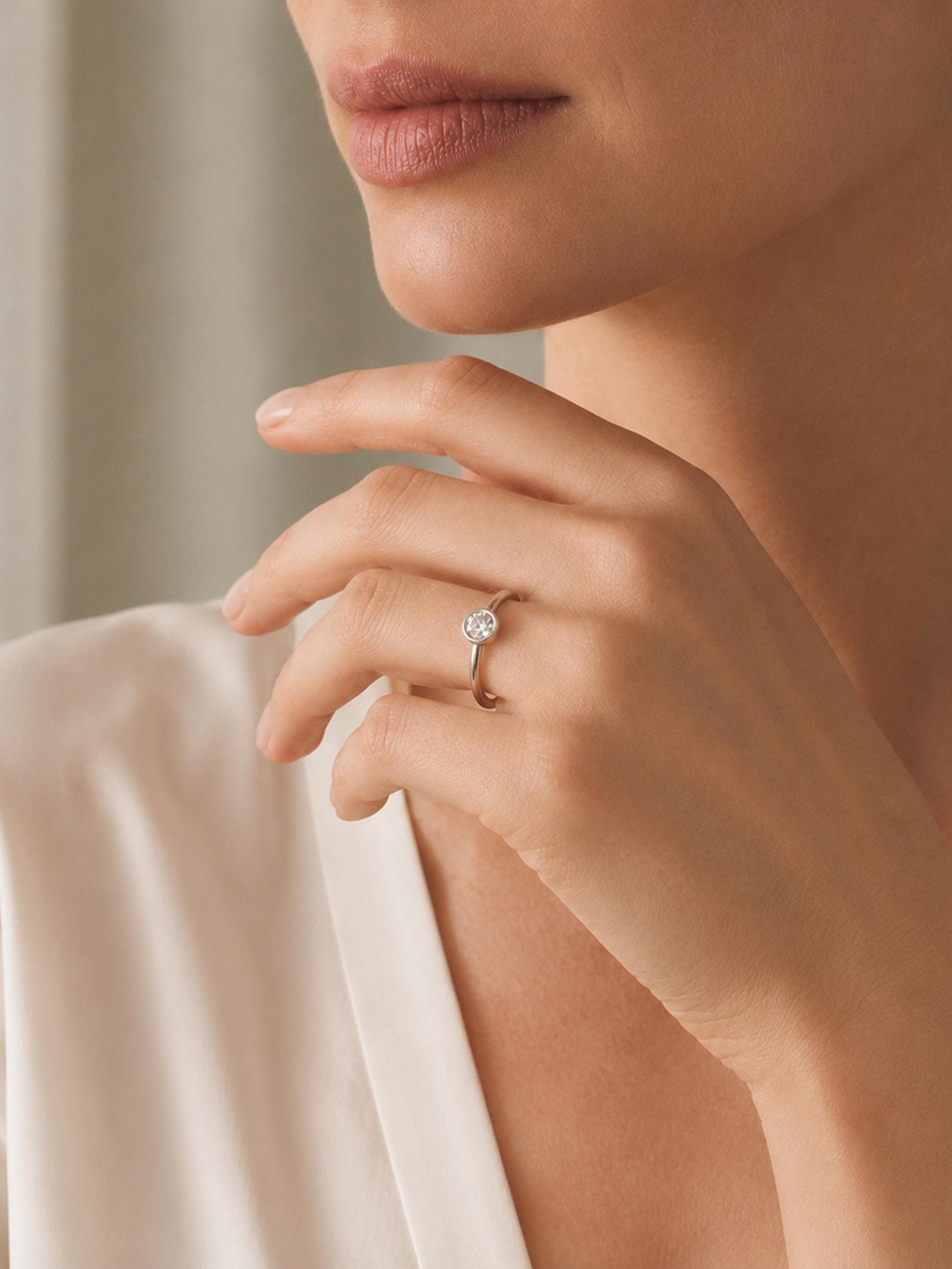 PT950 platinum bezel lab diamond ring 0.50ct side profile