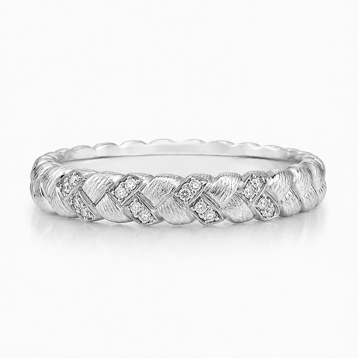PT950 platinum natural diamond textured band 0.65ct on-hand view