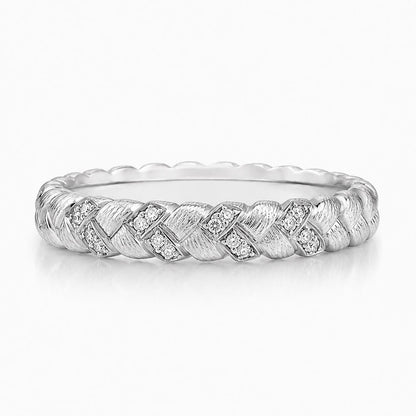 PT950 platinum natural diamond textured band 0.65ct on-hand view