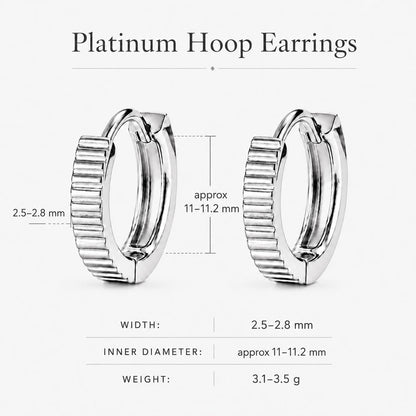 PT950 ridged huggie hoop size and weight guide