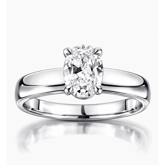 1ct oval lab diamond solitaire ring in PT950 platinum front view