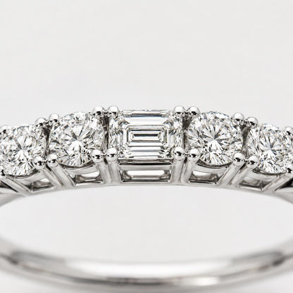 five-stone lab diamond band in PT950 platinum or 18K gold worn view