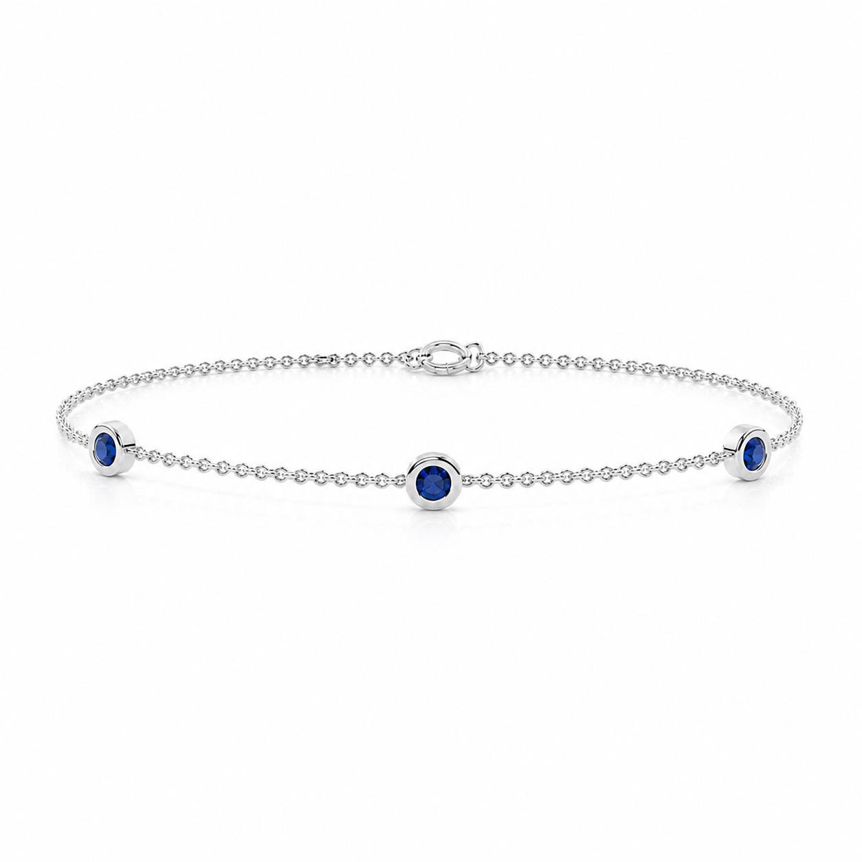 PT950 bracelet with three natural blue sapphires