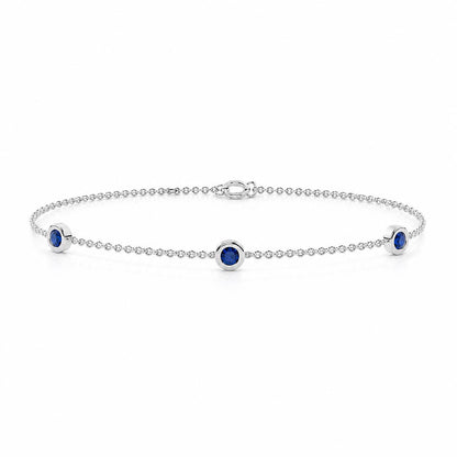 PT950 bracelet with three natural blue sapphires