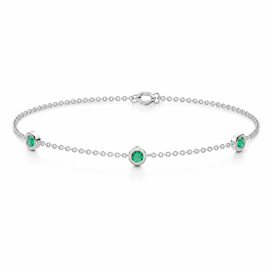 PT950 platinum three-stone natural emerald bracelet
