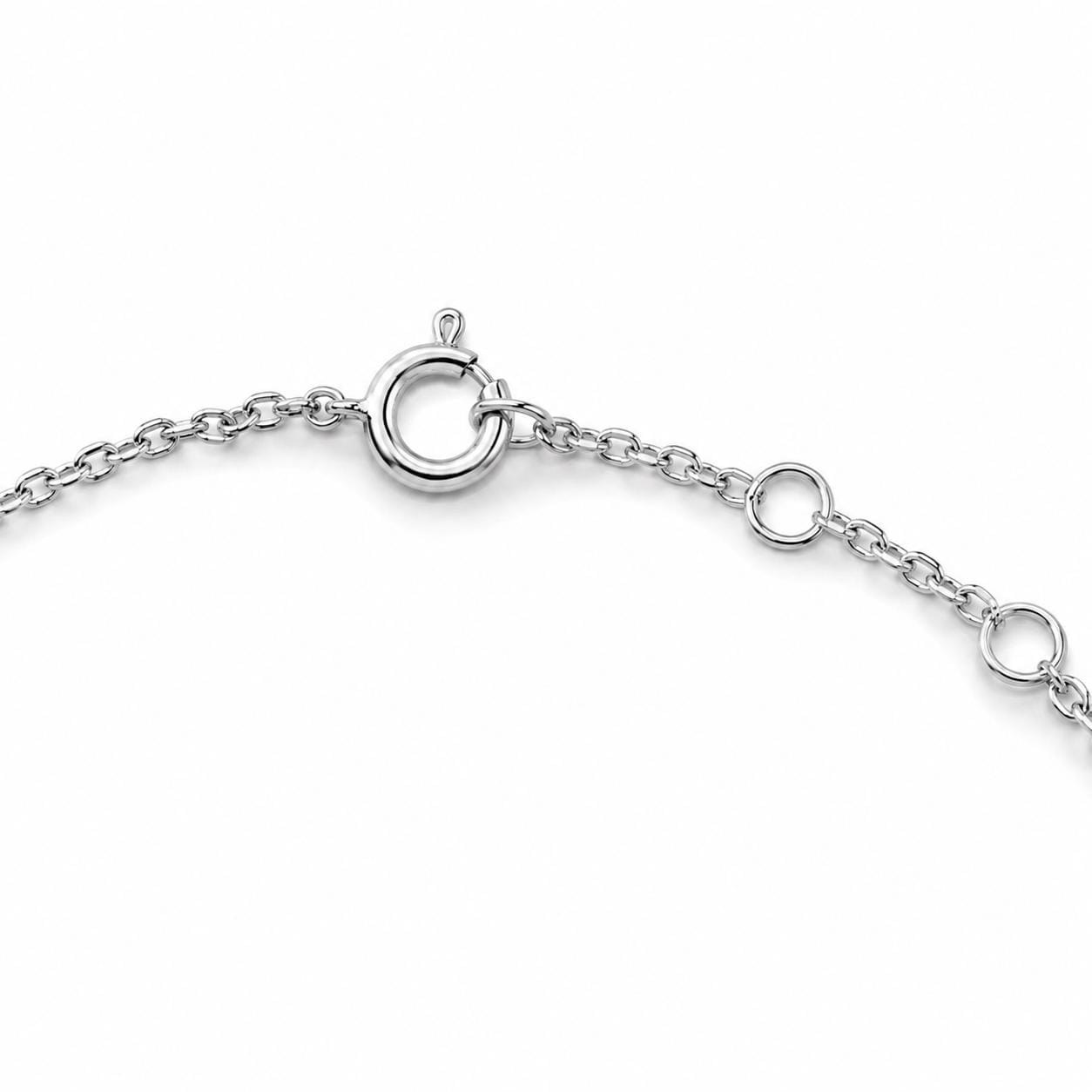 Spring ring clasp and adjustable links on platinum bracelet