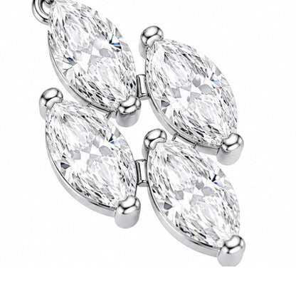 Macro view of marquise lab diamond cluster setting