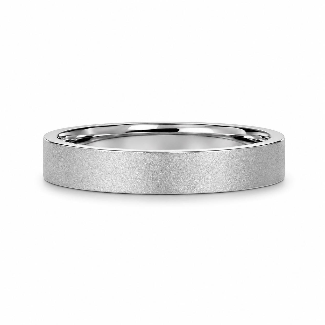 PT950 platinum sandblasted wedding band 5mm front view