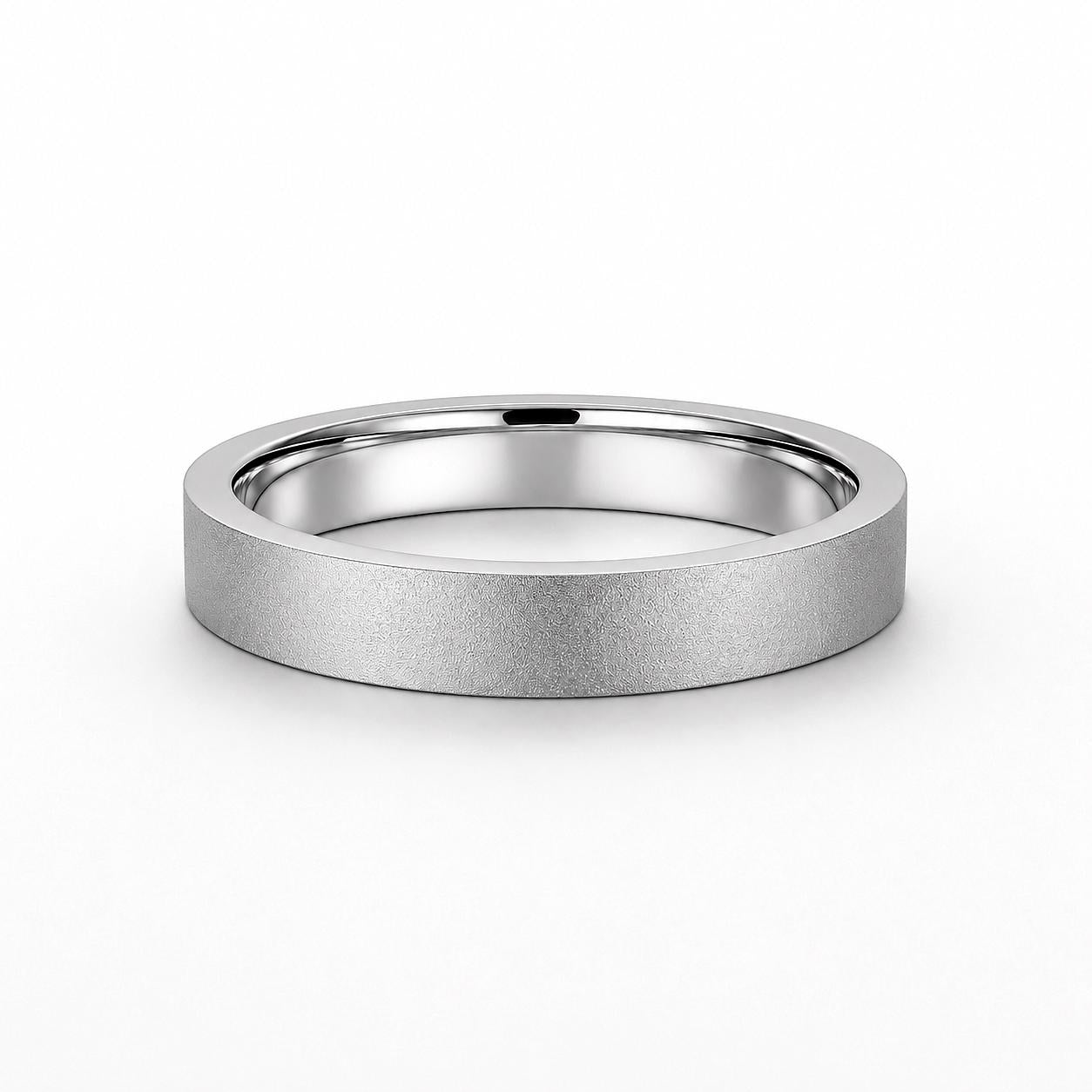PT950 platinum sandblasted wedding band 5mm setting and finish detail