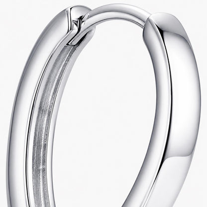 Macro view of the hinged clasp on a PT950 teardrop huggie