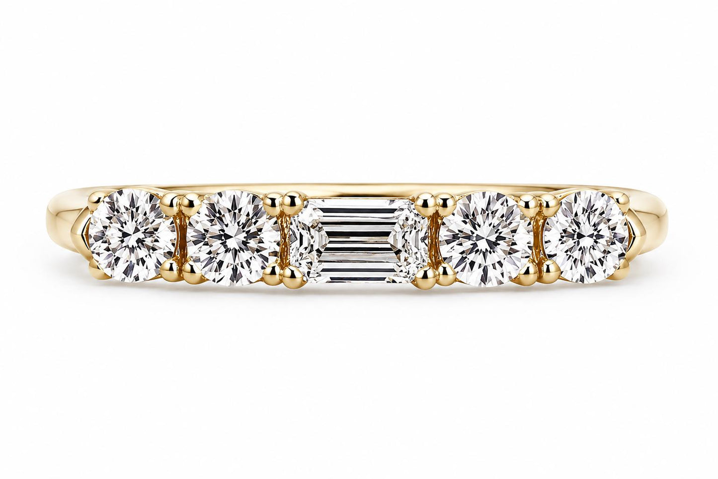 five-stone lab diamond band in PT950 platinum or 18K gold on-hand view