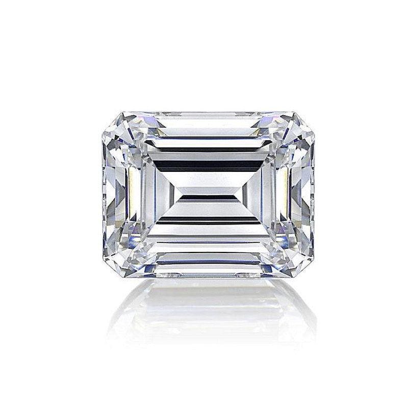 Emerald-cut lab-grown diamond on white